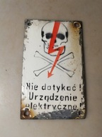 STARA TABLICZKA EMALIOWANA - NIE DOTYKAĆ CZASZKA - 12,5 cm x 7,8 cm
