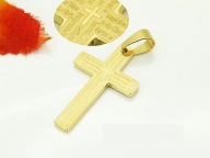 Zawieszka do łańcuszka stal chirurgiczna złoty krzyżyk napisy Z315