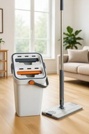 MOP PŁASKI OBROTOWY Z WIADREM DWUKOMOROWYM WYCISKACZ 2 WKŁADY