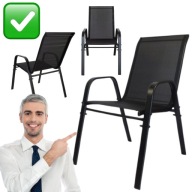 2x KRZESŁO OGRODOWE METALOWE CZARNE NA BALKON TARAS WYGODNE KOMPLET ZESTAW