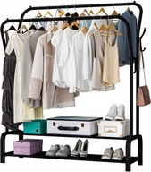 WIESZAK NA UBRANIA CIUCHY DUŻY STOJAK STOJĄCY PODWÓJNY LOFTOWY CZARNY METAL