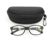 Uniwersalne okulary do czytania +2.0, czarne oprawki, z twardym etui