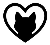Naklejka wodoodporna kot w sercu głowa kota w serduszku 10cm