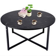 STOLIK kawowy marmurowy czarny okrągły ława stół