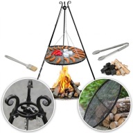 PALENISKO GRILL WĘGLOWY OGRODOWY OKRĄGŁY TRÓJNÓG OGNISKOWY KOCIOŁEK 80CM