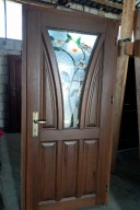DRZWI Zewnętrzne Dębowe Drewniane Dąb Wejściowe Witraż 98x210cm
