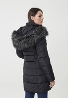 Tanio !_NOWA czarna KOMFORTOWA puchowa kurtka_KAPTUR srebrny LIS_42/44