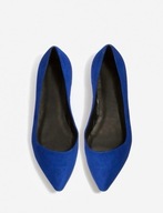 BADURA baletki baleriny w szpic skórzane zamszowe niebieskie kobaltowe 37