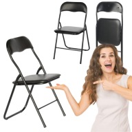 KRZESŁO SKŁADANE OGRODOWE CATERINGOWE BIUROWE ROZKŁADANE CZARNE BLACK