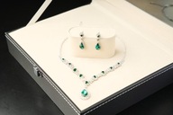 KOMPLET BIŻUTERII SREBRNEJ ZIELONA CYRKONIA