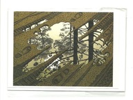 Karnet - M.C. Escher, Kałuża z odbiciem drzew ...