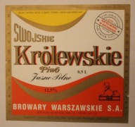 ETYKIETA - BROWAR WARSZAWSKI - WARSZAWA - SWOJSKIE Królewskie Piwo Jasne Pe
