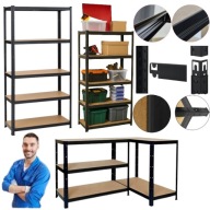 REGAŁ MAGAZYNOWY METALOWY SOLIDNY CZARNY DO GARAŻU WARSZTATOWY 180x90x40