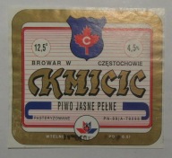STARA ETYKIETA PIWO JASNE PEŁNE KMICIC BROWAR CZĘSTOCHOWA ROZLEWNIA WTELNO