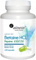 Aliness Betaina HCL 650 mg Pepsyna 150 mg 100 kapsułek