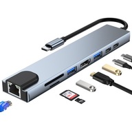 HUB USB ADAPTER PRZEJŚCIÓWKA ROZDZIELACZ USB-C 8w1 USB 8 PORTÓW