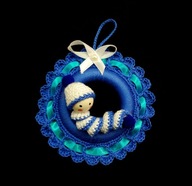 Zawieszka ozdoba szydełkowa na choinkę 10cm (Z177) niebieska