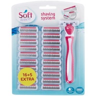 MASZYNKA DO GOLENIA"Soft" DAMSKA 21 sztuk 3 OSTRZA GOLARKA Z ZAPASEM OSTRZY