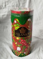 Okrągła puszka -świecznik po herbacie Zylanica ze świeczką dla WOŚP