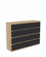 Komoda Dąb Sonoma 120,5cm 8 szuflad Nowoczesna Pojemna Do Sypialni i Salonu
