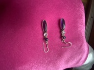 kolczyki stare srebro ametysty