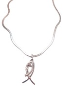 Naszyjnik Łańcuszek Żmijka Ryby Cyrkonie Srebrny Stal Chirurgiczna
