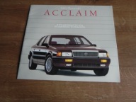 Plymouth Acclaim 1989 USA prospekt folder katalog broszura.
