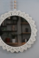Lustro fi 30cm, makramowe, ozdobne, rękodzieło, oplot - ecru, kremowe
