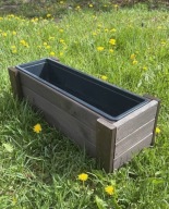 Doniczka Drewniana Palisander 62cm Elegancka Skrzynka Balkonowa + Wkład