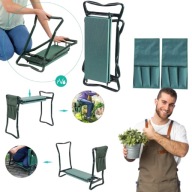 KLĘCZNIK OGRODOWY TABORET SKŁADANY WYGODNE KRZESŁO STOŁEK 2w1 + PRZYBORNIK