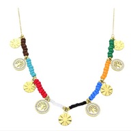 61777 Celebrytka złota stal chirurgiczna drzewka cyrkonie koraliki