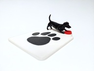 PODKŁADKA 3D POD KUBEK PIES JAMNIK Z MISKĄ PREZENT PERSONALIZACJA