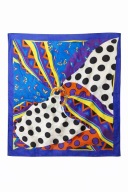 Jerome Leplat jedwabna apaszka 100% silk vintage kolorowa retro