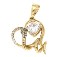 80634 ZAWIESZKA 18K POZŁACANA 35/20 MM serce ze żmiją zielone oczy