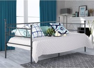 CZARNE ŁÓŻKO METALOWE JEDNOOSOBOWE ZE STELAŻEM RAMA ŁÓŻKA 90X200cm