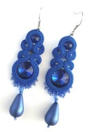 Kolczyki sutasz niebieskie kobaltowe szafirowe ślub wesele kryształ