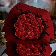 Bukiet ręcznie wykonanych lśniących satynowych róż- 15 róż, trwały prezent.