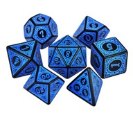 ZESTAW 7 KOŚCI KOSTEK RPG Niebieskie Warhammer DnD