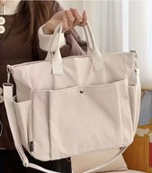 Duża Beżowa Torba Typu TOTE z Kieszeniami