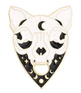 Pin przypinka broszka kot kocia czaszka quija goth