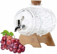 BECZUŁKA Z KRANIKIEM 1,5L BECZKA SZKLANA Z PODSTAWKĄ ANTAŁEK BIMER WINO