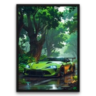 Plakat z ramą 50x70 cm Toyota Supra Dżungla Nocą Auto | Pomysł na Prezent