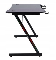 biurko gamingowe czarne dla gracza z uchwytem słuchawki regulowane