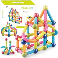KLOCKI MAGNETYCZNE KONSTRUKCYJNE EDUKACYJNE DLA DZIECI ZESTAW 84 EL.