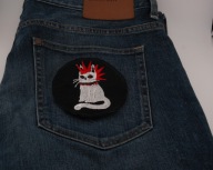 Naszywka Haftowana KOT PUNK Irokez – Średnica 10 cm