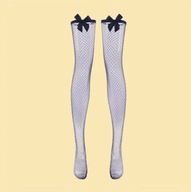 Pończochy damskie samonośne – kabaretki z ozdobną kokardką