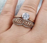 59976 Dwa pierścionki komplet pozłacany 18K średnica 17 mm