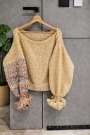 Ręcznie robiony sweter oversize wełna + moher miękki i puszysty