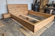 Łóżko Dębowe pod wymiar lewitujące + szafki