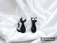 Kolczyki. Czarne Koty. Halloween.